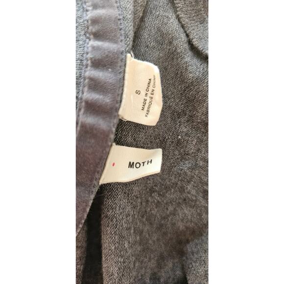 MOTH Cardigan Sweater Pom Pom Cotton Cashmere Blend Knit  Gray Womens Small - Picture 7 of 7